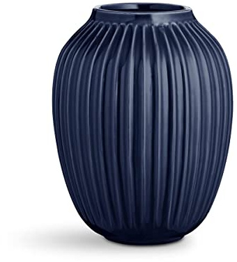 Kähler Vase H25.5 cm Hammershøi dänisches Design für Blumen Handarbeit, blau
