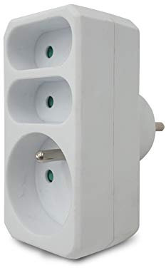 Velamp Multiprise ADAT-FR-3, 3 prises, avant, 16 A+2 x 6 A, blanche, Blanc
