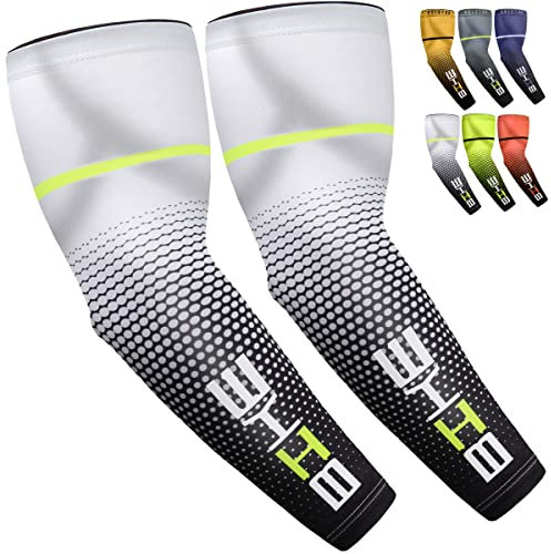 beister Manchettes de Bras Homme & Femme, Sun Anti-UV Protection UPF 50+ Manchons de Refroidissement Antidérapants, Manchette Gaming, Manchons de Sport Compression pour Cyclisme, Basket-ball, Running