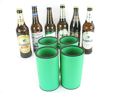 asiahouse24 4er Set grün Getränkekühler 0,5l Flasche - Bierkühler - Neoprenkühler - passgenau ~Flaschenkühler~ für alle genormten 0,5l Bierflaschen aus hochwertigen 5-6mm starken Neopren