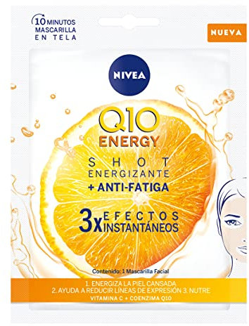 NIVEA Maschera Viso Antirughe Visage Q10 Plus, Maschera viso idratante in tessuto con 2 antiossidanti Q10 e Vitamina C, Face mask anti-age per una pelle dall'aspetto più giovane e luminoso