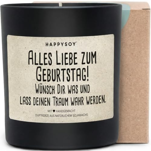 Alles Liebe zum Geburtstag - Duftkerze mit Spruch als liebevolles Geschenk zum Geburtstag, blumiger Duft, besondere Geschenkidee für Frauen, Freundin, Mama, Kerze im Glas