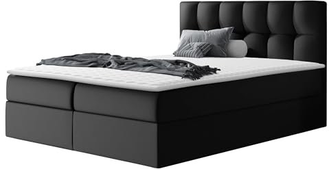 Mirjan24 Boxspringbett Cleofas, Amerikanisches Continentalbett mit 2 Bettkästen, Doppelbett mit Lattenrost und Matratze, Polsterbett, Bett mit Kopfteil, Bettgestell (Soft 011, 120 x 200 cm)