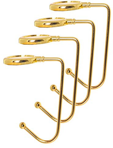 BELLE VOUS Ganchos para Calcetines de Navidad para la Chimenea (Pack de 4) Gancho Bota Chimenea Navidad - Gancho Antideslizante para Repisa Decoraciones de Navidad, Fiesta Navideña (Dorado)