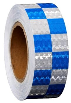 Nastro adesivo riflettente 3 metri x 50mm Nastro di avvertimento riflettente, Nastro fluorescente ad alta visibilità, Nastro adesivo di sicurezza per trasporto stradale, Nastro luminoso blu e bianco