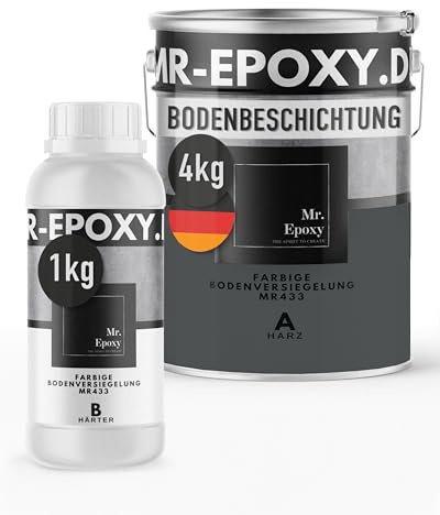 Mr. Epoxy Epoxidharz Bodenbeschichtung (5 kg, RAL 7043 Verkehrsgrau) - 2K Betonfarbe für Garagen, Keller & Werkstatt Boden - Flüssigkunststoff Epoxid Grundierung und Bodenversiegelung