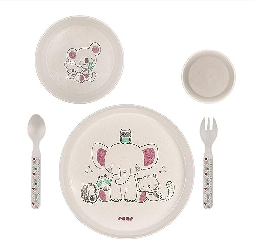 Reer Growing LovelyFriends Ensemble de vaisselle pour enfant durable sans substances nocives sans mélamine Motif animaux 22020 W