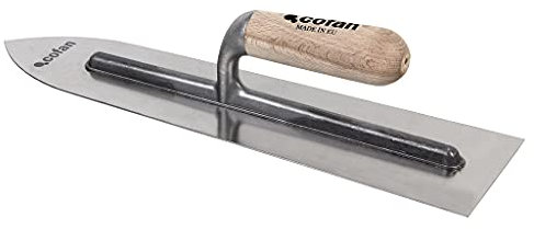 Llana Autonivelante de Acero Carbono con Mango de Madera | Medidas de Hoja: 400 x 110 x 1 mm | Herramientas de construcción