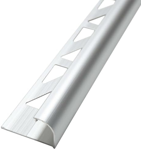 Dalsys Fliesenschiene 2,5m x 8mm Chrom glänzend Alu | Viertelkreisprofil, Rundprofil, Halbrundprofil, eloxiert, für Fliesen und Bodenbeläge, Kantenschutz