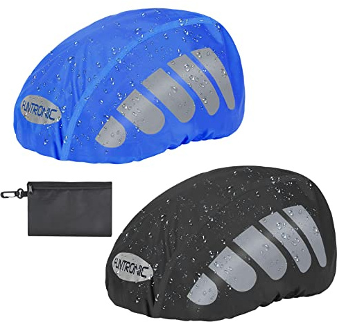 flintronic Helmüberzug Regenhülle Helmschutz, Helmregenüberzug Wasserdichter,Helmet Raincover,Fahrradhelm Refleksstreifen Reflektoren,Helm Regenschutz Universalgröße für Herren Damen Kinder