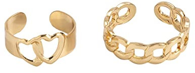 Mesnt Einstellbare Zehenringe für Frauen Mädchen 2 Stücke Zehenring Gold Herz Einstellbar Zehenringe Schwanz Fingerringe Strand Fußring Schmuck, Gold-Stil 1