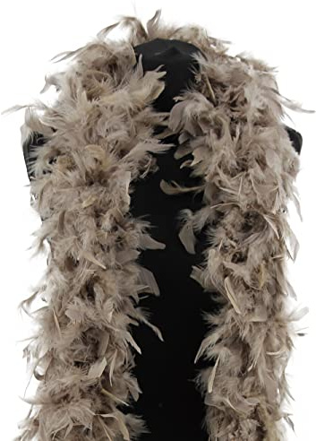 Pohotobooth Props Ltd Luxury Mink Taupe Feather Boa 80g – 180cm Soft Fluffy Neutral Fancy Dress Accessory for 1920s, Gatsby, Hen Parties, Burlesque & Costumes