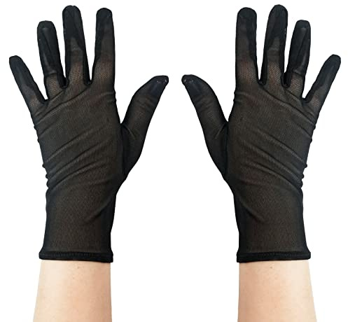 Luwint Black Mesh Gloves Short Elastic Breathable Elegant Gloves Sheer Sun Protection Finger Gloves