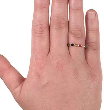 Turmalin Ring bunt - Stretch Ring - elastischer Perlenring - Stapelring