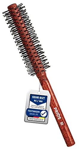 Priohair Prios® |Föhnbürste, Rundbürste, Männer Bart- und Rundbürste, zum Glätten und föhnen, Bartbürste für den Mann, Haar- und Bartbürste für kurze bis mittellange Haare (M) Holzoptik