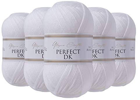 Utopia Crafts DK Double Knitting Yarn 5X 100g (White)