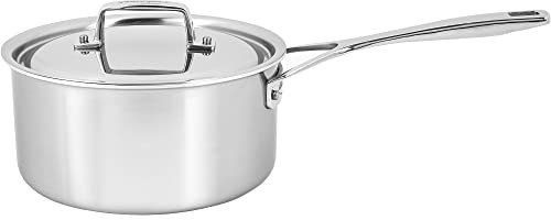Demeyere Essenziale a 5 strati, acciaio inossidabile 18/10, manico per mantenere il freddo, adatto al forno, compatibile con tutti i piani cottura, bordo perfetto per versare, casseruola da 3 qt con