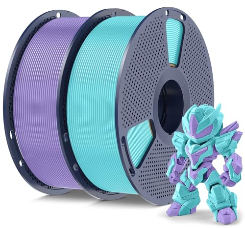 SUNLU High Speed PLA Meta Filament, 2kg PLA 3D Druckerfilament 1,75 mm, Robusteres 3D Druckfilament, Maßgenauigkeit +/- 0,02 mm, 2kg Insgesamt, 1kg pro Spule, 2er-Pack, Eisblau+Taro Lila