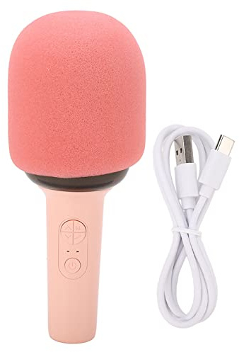 Trådlös -mikrofon, One Piece AI Intelligent Voice Order Handheld 5 Ambient Light Modes Sångmikrofon för Fest för Vuxen (Rosa)