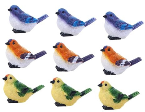 Supvox Künstliche Kleine Vögel 9 Stück Garten Und Innenbereich Dekoration Aus Robustem Harz Bunte Simulation Vögel Für Mikrolandschaften Und Minigärten