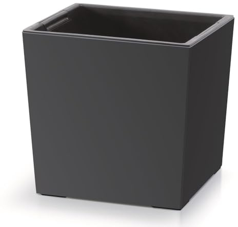 Blumenkasten Blumentopf Blumenkübel Pflanztopf Pflanzkübel Übertopf Matt Design mit Einsatz 24 x 24 cm Anthrazit