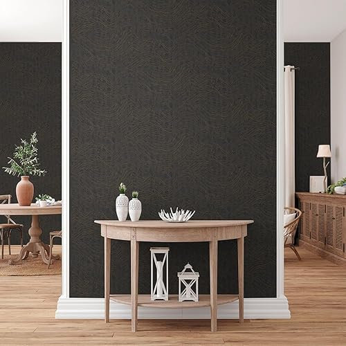 Mattia M1-No.11029 Papier peint intissé aspect 3D, noir, argenté, tadessi, 10,05 m x 0,53 m