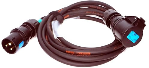 CEE Starkstromkabel (1,5m-50m) 16A Verlängerungskabel Titanex H07RN-F 3x2,5mm² mit schwarzem PCE Shark Stecker und Kupplung, Event-Line von Event-Kabel&more (15 Meter)