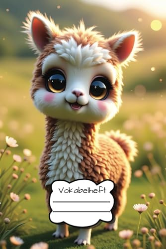 Vokabelheft süßes Alpaka, 2 Spalten, 100 Seiten, A5 Format