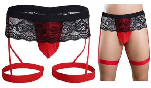VemeFufu Perizoma Jockstrap per uomo sexy Suspensorio Pizzo Perizoma Slips Filo Intimo Thong Sportivo Atletico Slip Traspirante Elastici Mankini Maschio 1 Pezzo Rosso, 1 confezione B. Rosso, Taglia