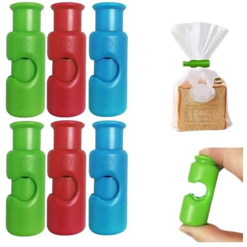HINNVCL 6 Pcs Bag Clips Chip Clips Bag Clips Food Clips, 2024 New Squeeze Clips for Chips and Other Food Bags, Grip Sticks Bag Sealers, Snack Bread Closure Clip, Plastic Sealing Clip for Bread