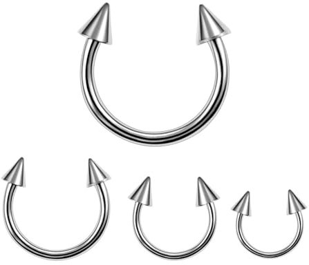 Tolldek 4pcs Magnet Piercing Nase, Edelstahl 1.2mm U Hufeisen Kegel Nase Piercing Ring Mond Silber, Ring Piercing Ohr, Lippen Piercing Ringe Ohrringe Schmuck für Männer Frauen