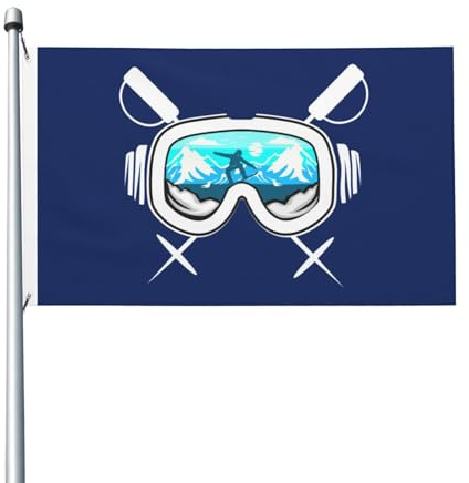 Banner Der Mann Mit Der Skibrille Fährt Ski Gartenfahne Premium Outdoor Fahne Personalisierte Camping-Flagge Für Balkon Innen Paraden 152X90Cm