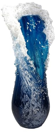 Jarrón de resina náutico de cristal para decoración del hogar, color azul océano, para decoración de oficina y salón (15 cm)