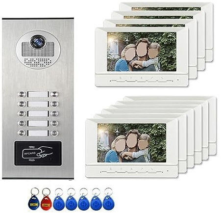 Apartment Video Building Intercom Door Phone Kits Video Door Intercom System Multi Buttons for 2-12 Units Easy Installation (Size : G KIT) (F KIT)