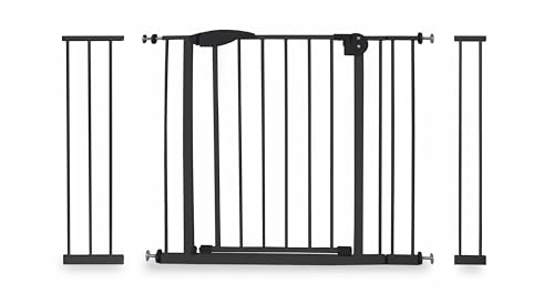 MEDAS PRO Treppenschutzgitter, Sicherheitsbarriere für Kinder und Hunde, Türgitter, Kindersicherung, Treppengitter, Automatisches Schließen, Ohne Bohren, Verstellbar von 75 bis 115 cm, Schwarz