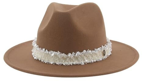 WUFANGBU Fedora Trilby Filzhut Hut Jazz Hut Cowboy Zylinder Leder Gürtel Filz Hut Cowboy Zylinder Panama Hut M(56-58Cm) 2