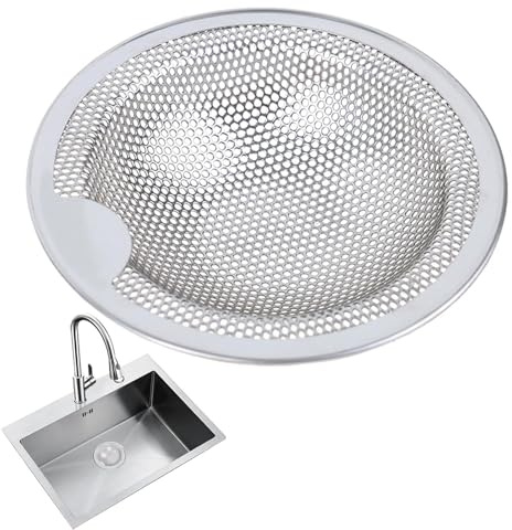 Filtre d'évier de cuisine – Filtre d'évier en acier inoxydable | Bouchon de vidange de rechange | Filet récupérateur de nourriture avec bord | Bouchon de filtre d'évier de cuisine fonctionnel pour