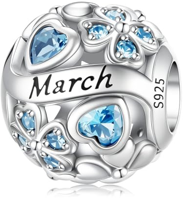 HappyStar in argento Sterling 925 Ciondolo a forma di quadrifoglio portafortuna zirconia cubica Birthstone Charms ciondolo portafortuna adatto per braccialetti Pandora europei