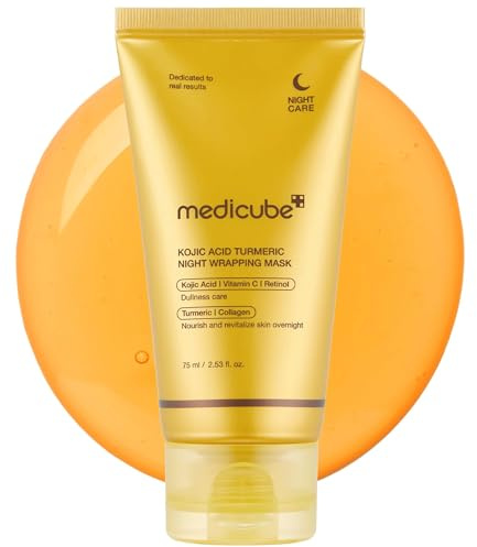 medicube Mascarilla de cúrcuma tipo overnight peel-off – Mascarilla envolvente nocturna para iluminar y suavizar la piel