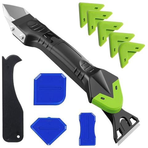 Silicone Remover Tool, Silicone Tool, Caulking Tool 5 in 1 Sealant Finishing Tool Bathtub Caulk with Stainless Head,for Bathroom, Kitchen,Floor,Window