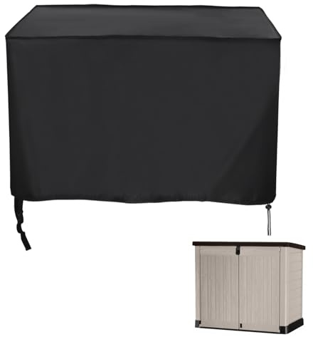 Rilime Deck Box Cover,420D Patio Storage Cover for Keter 148x84x125cm | Rectangle Storage Cover,Air Vent,Click-close Strap,Buckle,Adjustable Drawstring,Handle,Dustproof, Waterproof,UV Protection