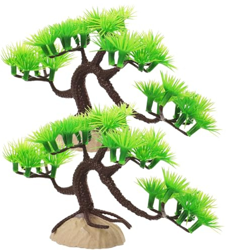ibasenice 2 pièces Décoration Aquarium Arbre Artificiel Simulé Modèle Plastique pour Bassin Eau Douce Ornement Réaliste et pour Poissons et Reptiles
