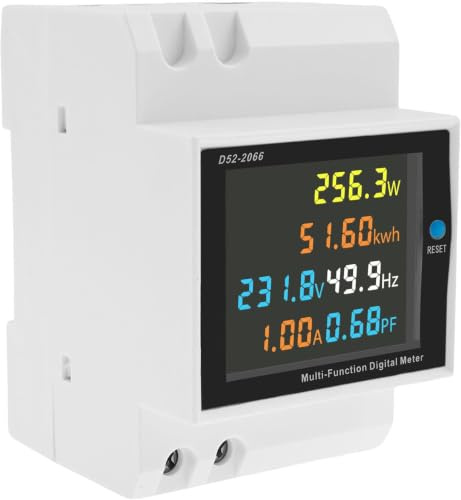 6 in 1 Stromzähler Hutschiene 1 Phasig AC 40-300V 100A Wechselstromzähler mit Beleuchtetes LCD-Display Automatische Datenspeicherung Zwischenzähler Strom für Haushaltsgeräte Schulen Labore