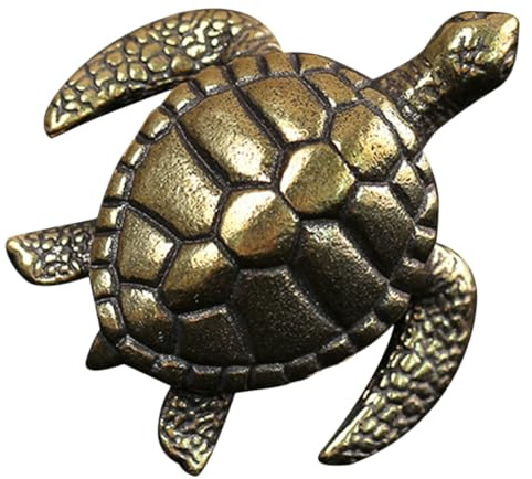 CONGARTENO Estatua de Tortuga de Latón Dorado Vintage para Escritorio, Adorno Artesanal Compacto Diseño Delicado Adecuado para Decoración del Hogar