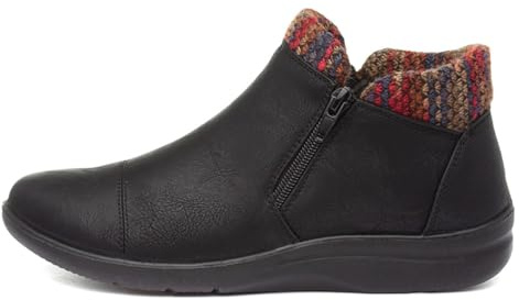 Cushion Walk Grace Womens Black Zip Up Ankle Boot - Size 6 UK - Black