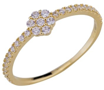 Ayoiow Gelbgold Ringe für Damen, Blume Dünn mit Diamant Vorsteckring Gold 585, Trauringe Verlobungsringe