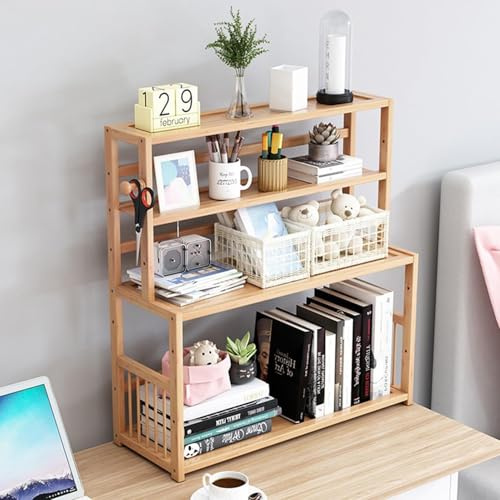Librería Multifuncional De Sobremesa Para Ordenador - Estanterias Madera Organizador De Escritorio, Almacenamiento De Suministros, Estantería Exhibidor De Libros(50 * 23 * 66cm)
