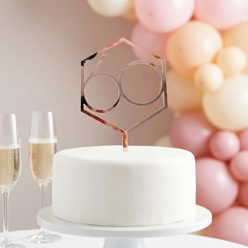 60th Birthday Cake Topper - Reusable Acrylic Number 60 Cake Decorations for Women Men, Elegant Rose Gold Retirement Diamond Wedding Anniversary Party Supplies