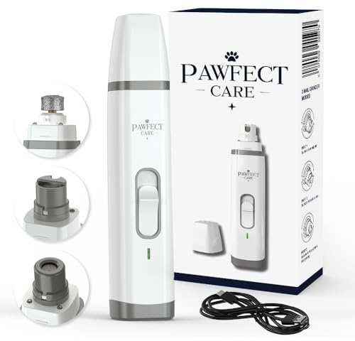 Pawfect Care Dog Nail Grinder - 2-Speed Very Quiet Dog Claw Grinder with LED Light, Safe Pet Nail Trimmer for Small, Medium & Large Dogs and Cats