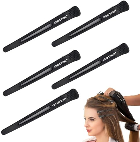 ZZHBOO 5 Pezzi Fermagli per parrucchieri, Fermagli Capelli senza Traccia, Clip a Becco d'Anatra Antiscivolo per Divisione Styling e Rifinitura, Nero